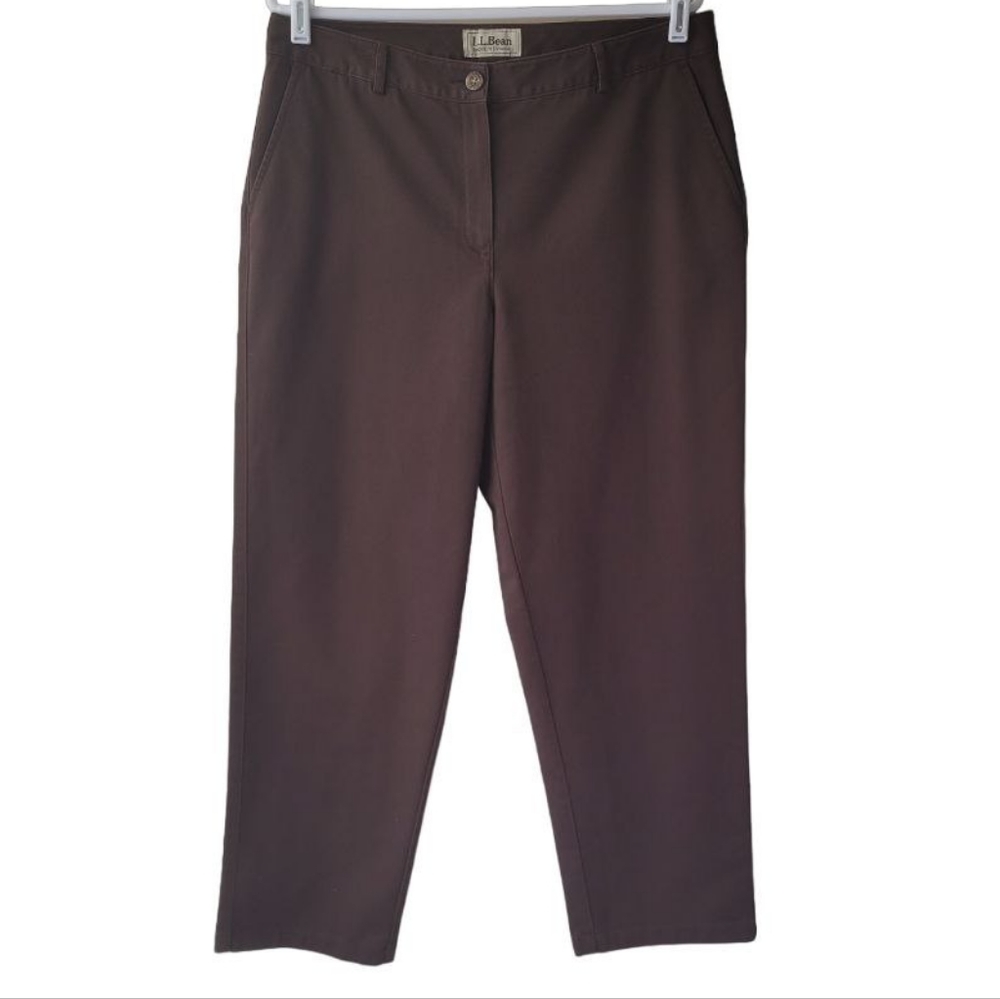 L.L. Bean Women's Brown Straight-Leg Trousers